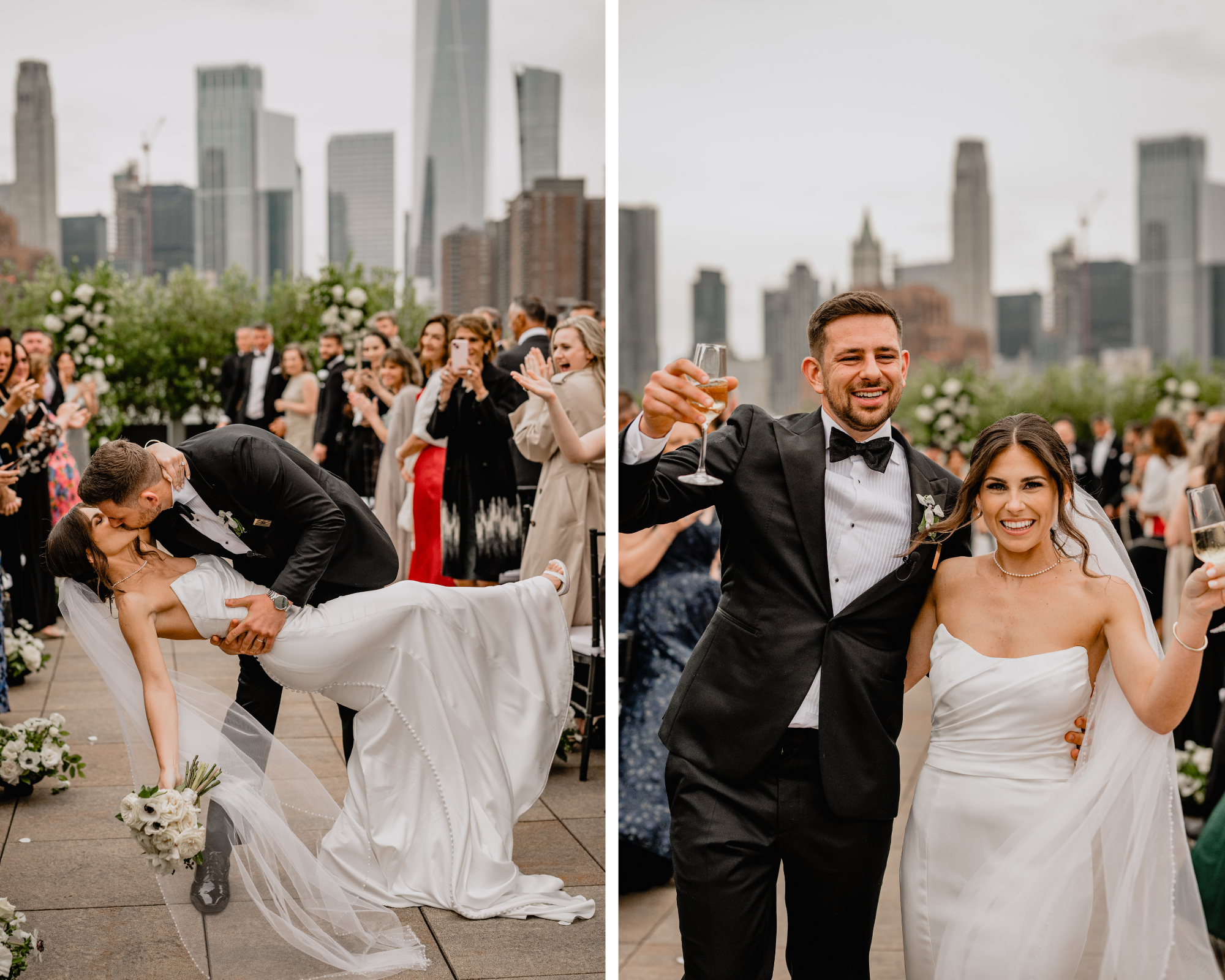 couple having a toast during weddings at Tribeca Rooftop in New York City