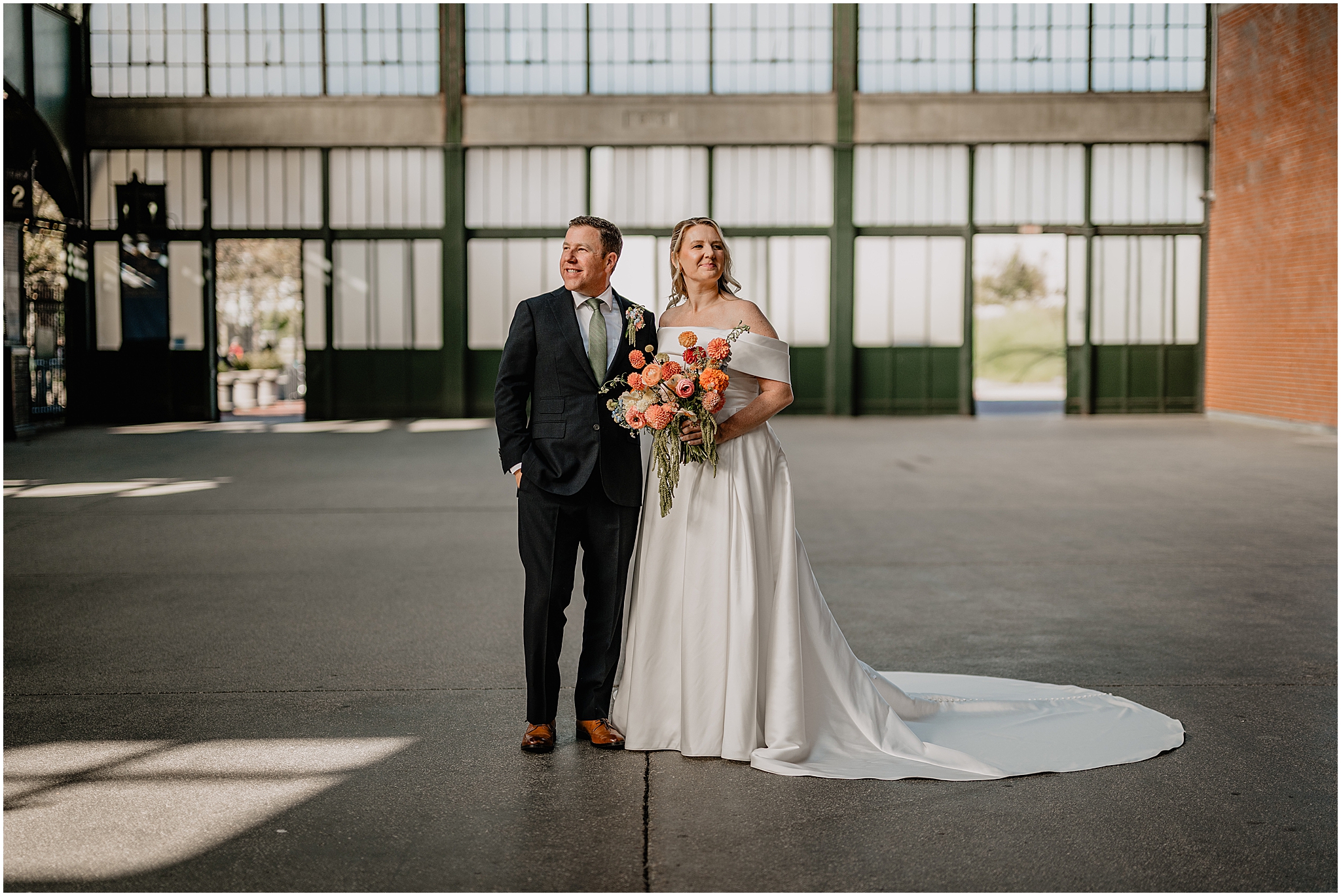 Couple’s portraits at their Colorful Fall Wedding at Liberty House.