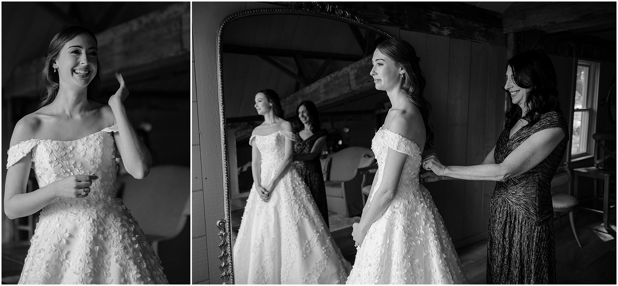 Bride getting ready before their fall wedding at Crossed Keys Estate.