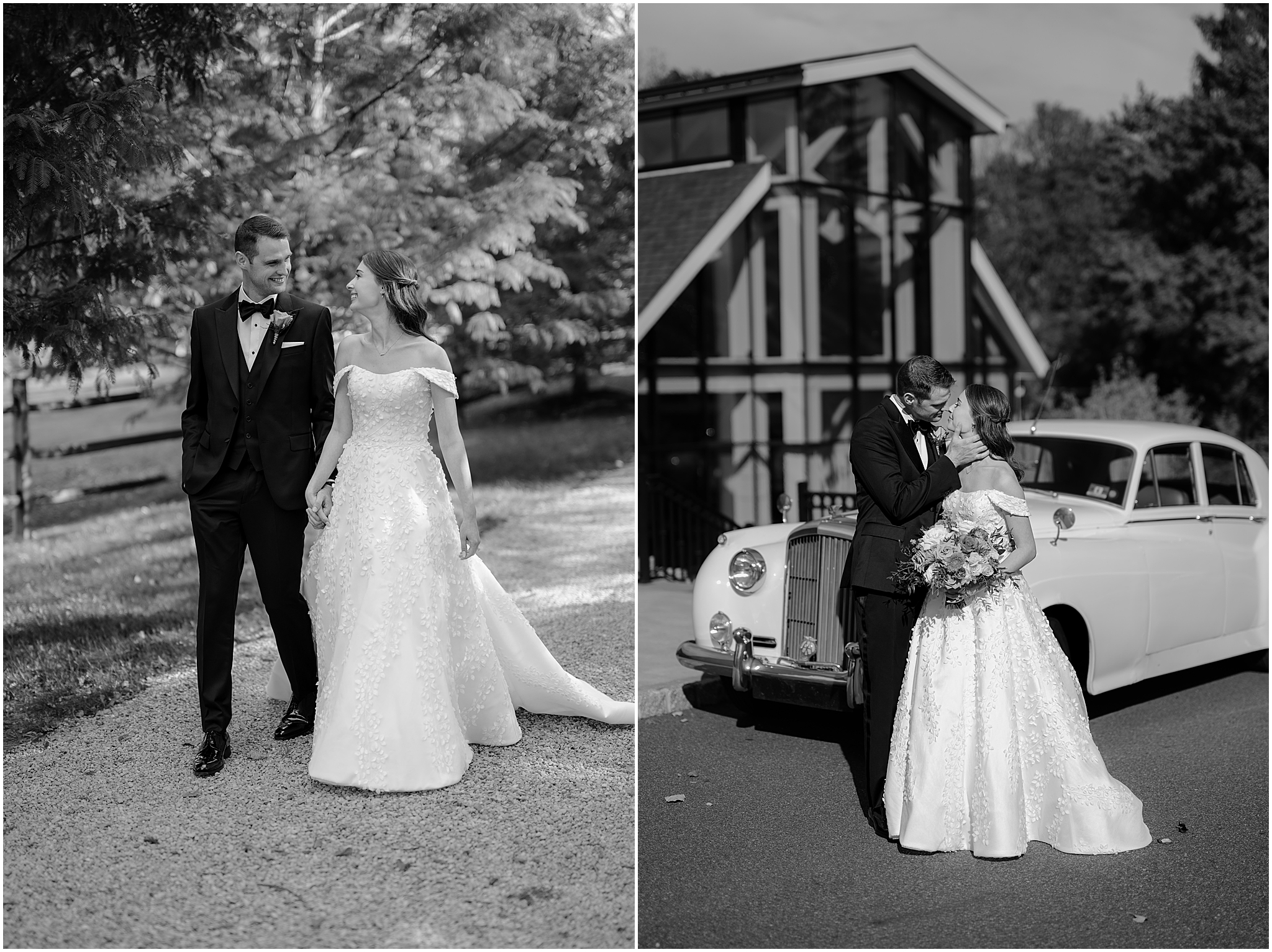 Elegant couple portraits during their fall wedding at Crossed Keys Estate.
