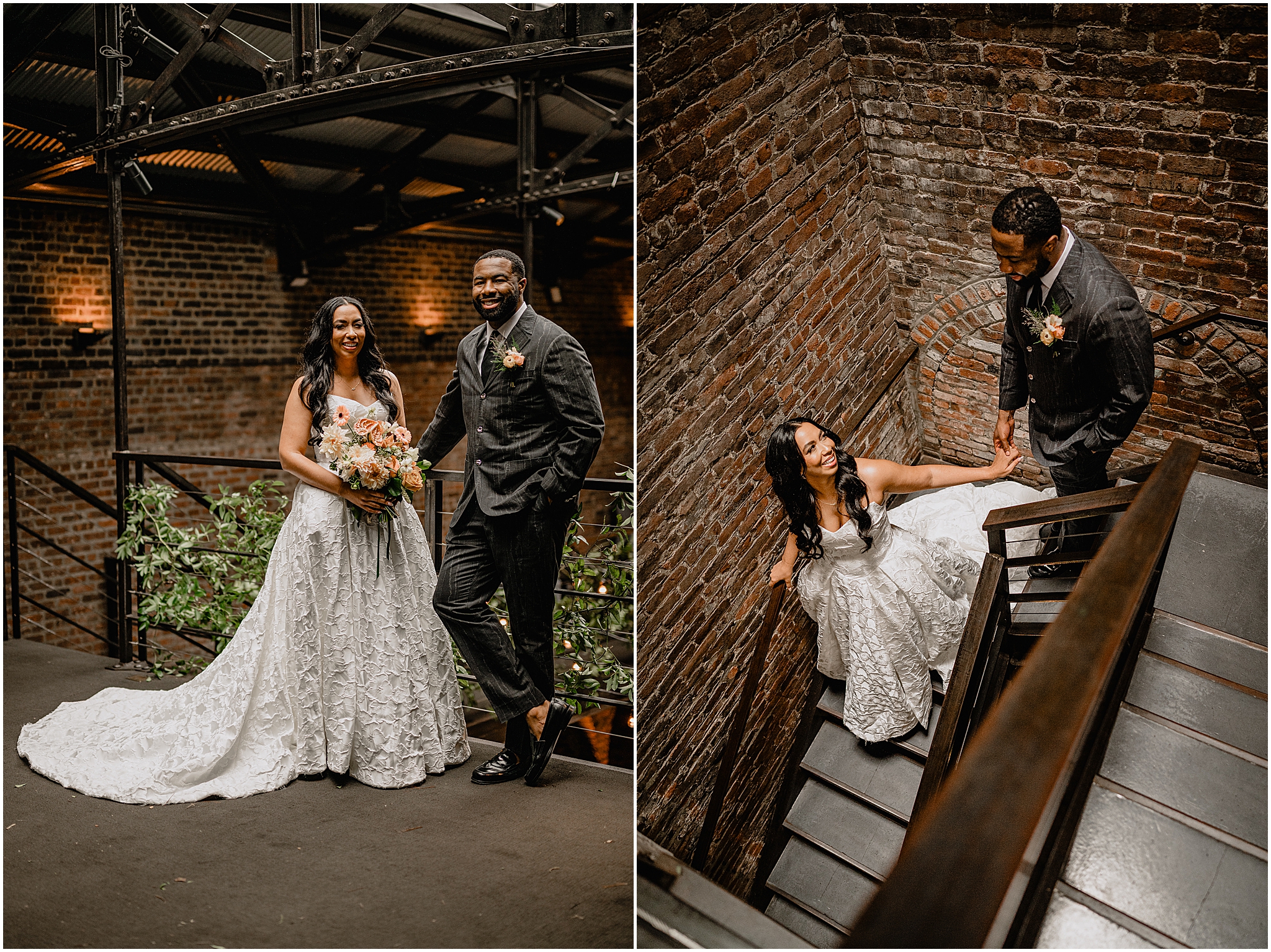 Couple portrait during their Intimate Fall Wedding at The Foundry LIC.