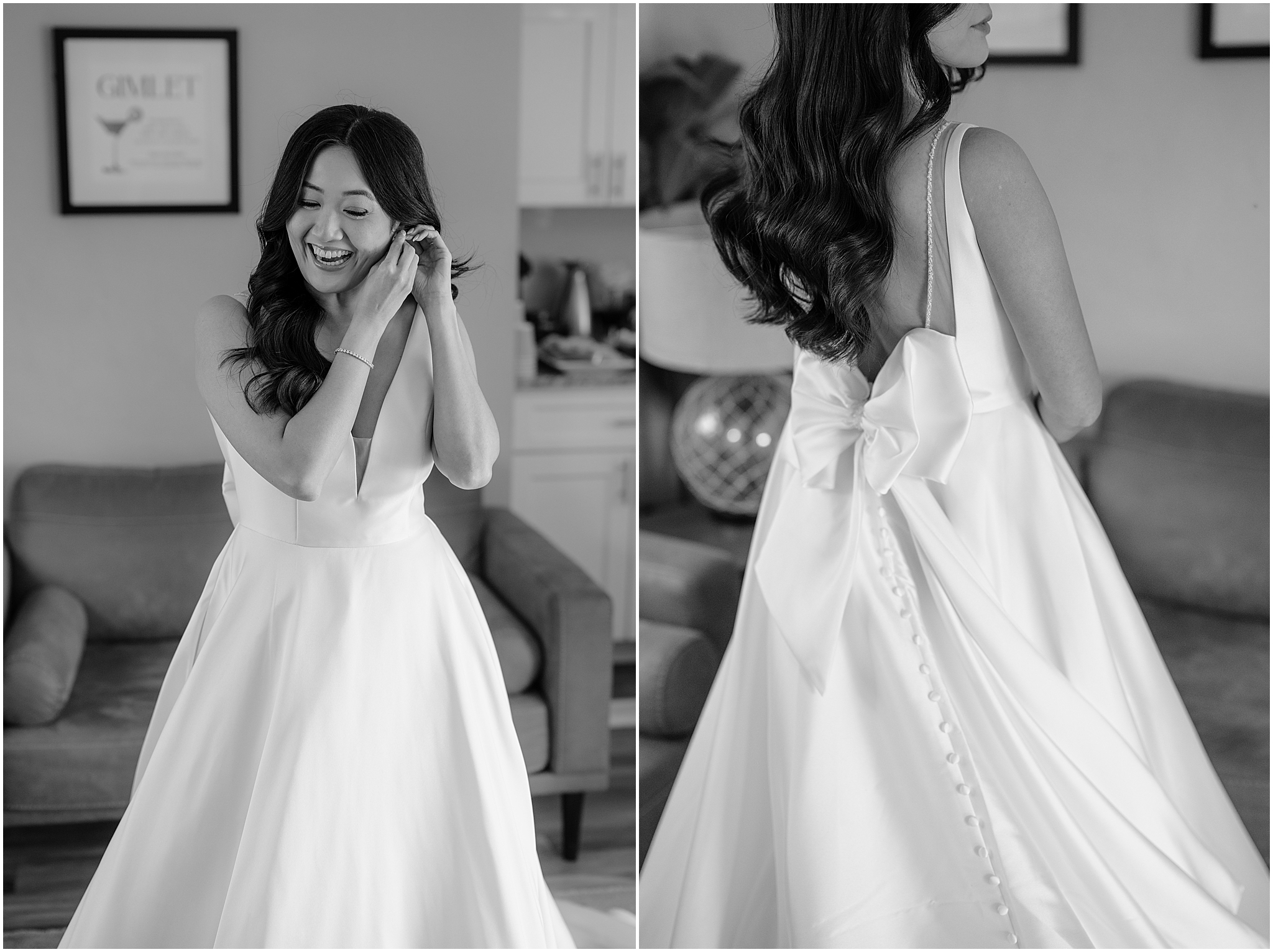 Bride's elegant portraits before the wedding at Perona Farms Reserve, showcasing timeless beauty.