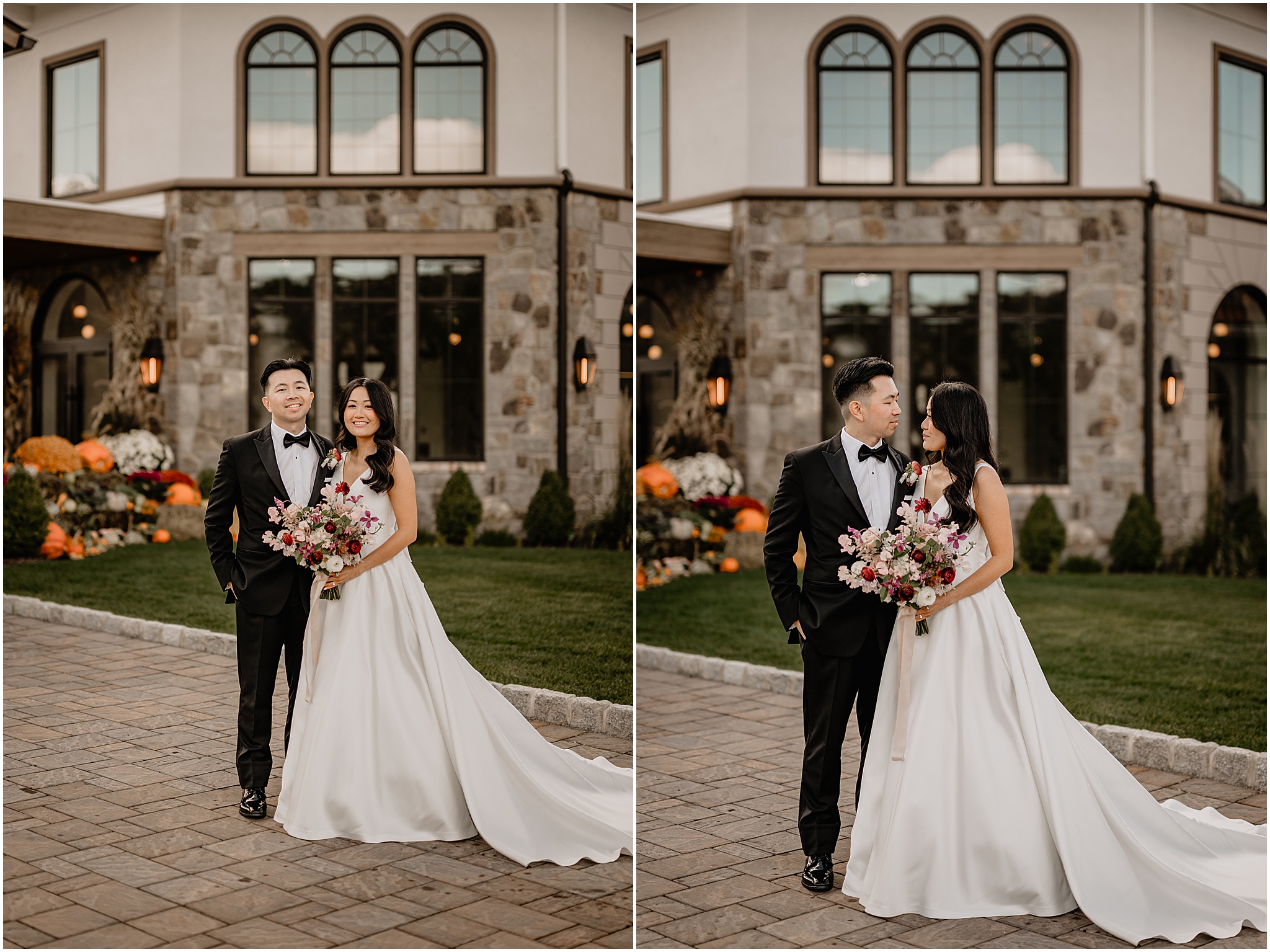 Couple portraits during their fall wedding at Perona Farms Reserve, showcasing their love and connection amidst the beautiful autumn scenery.