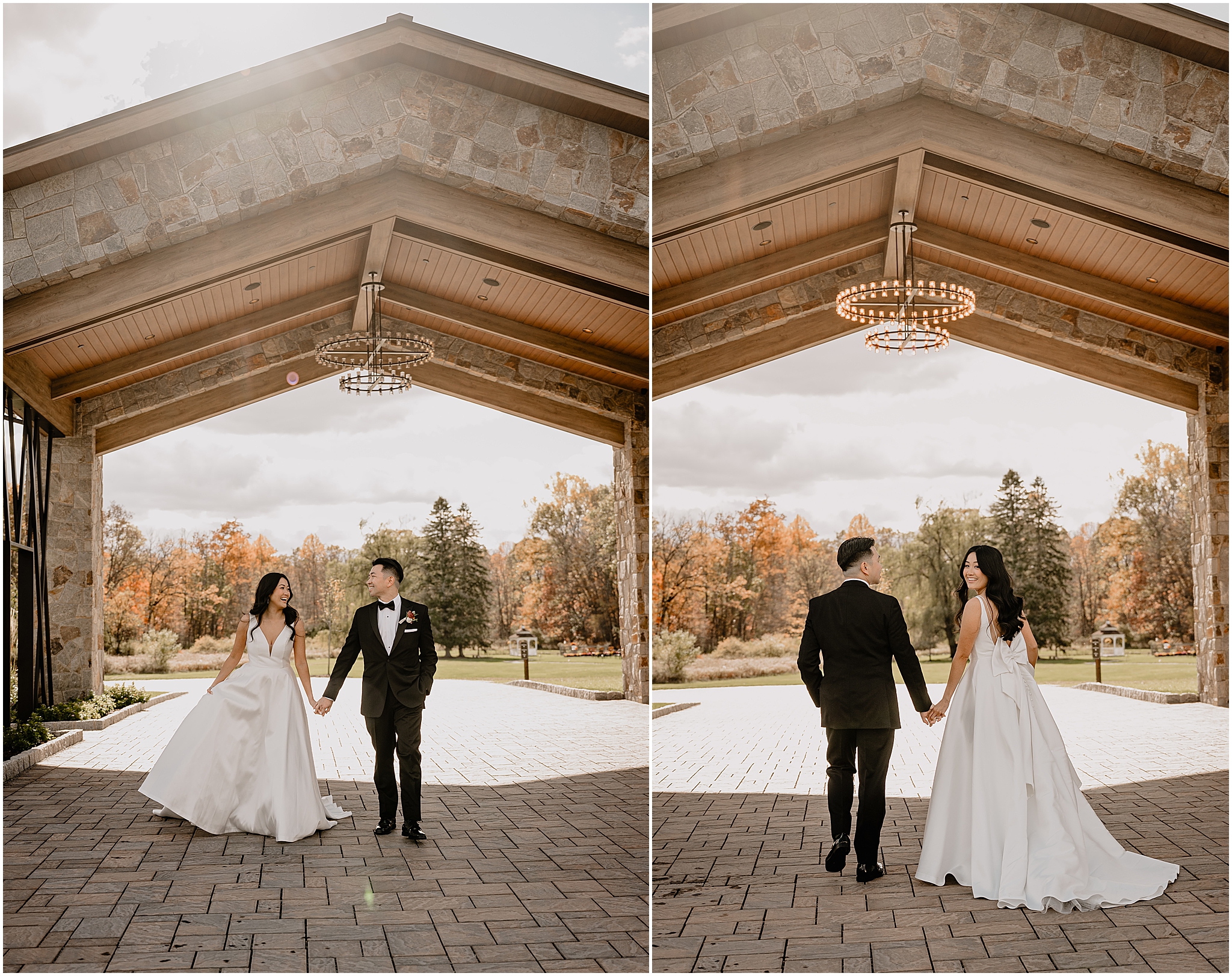 Couple portraits during their fall wedding at Perona Farms Reserve, showcasing their love and connection amidst the beautiful autumn scenery.