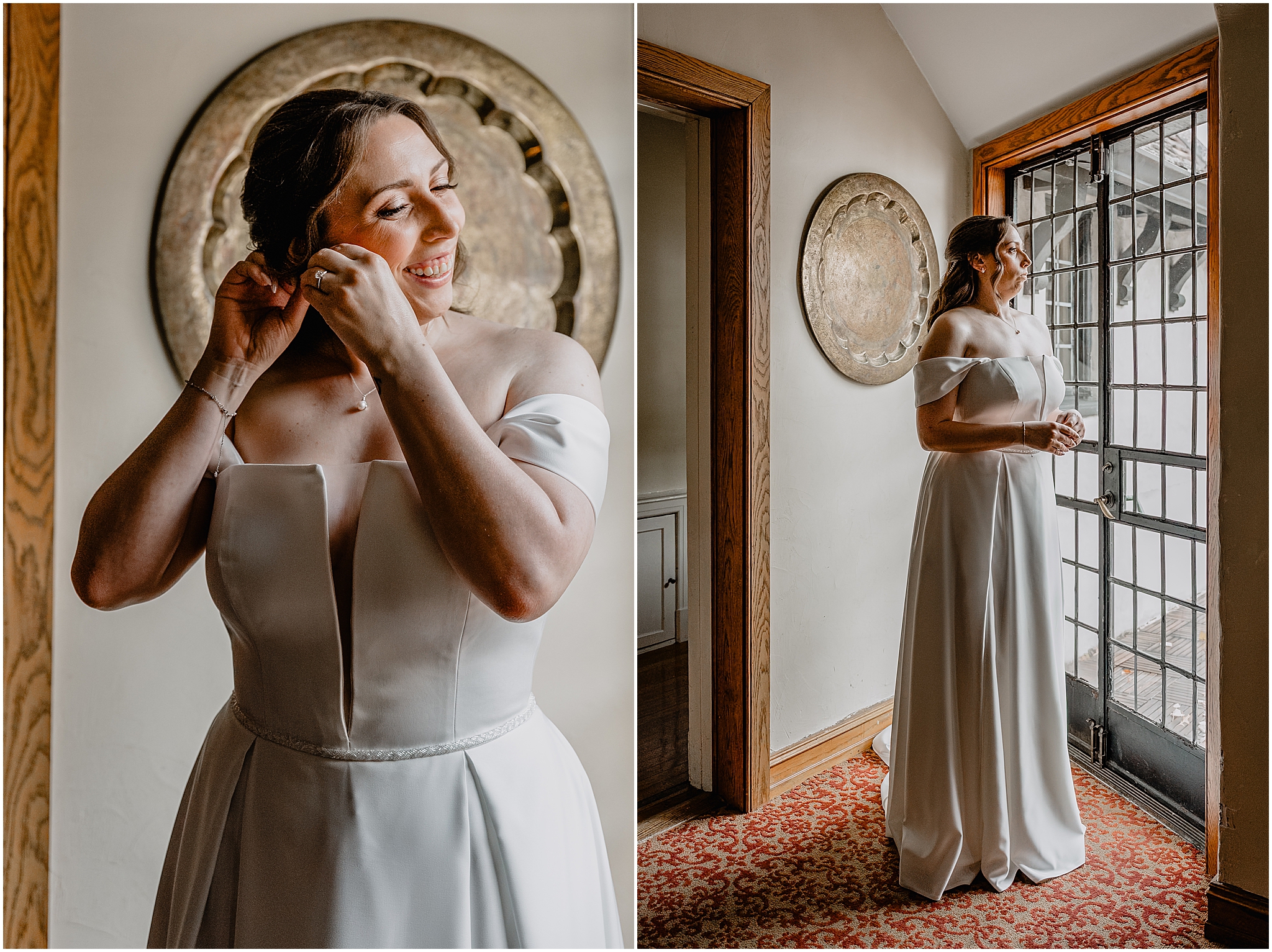 Bride getting ready before her halloween wedding at Pleasantdale Chateau