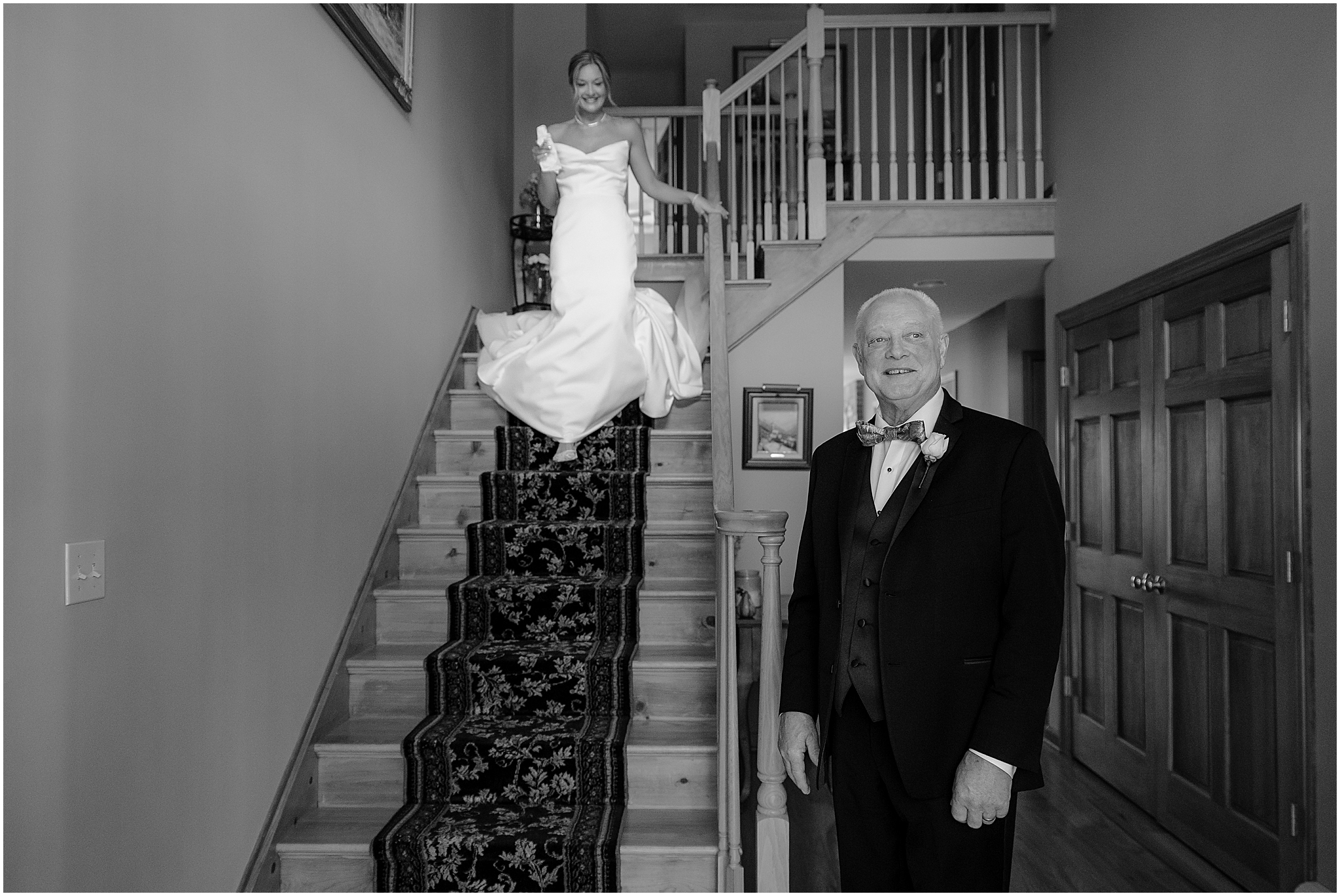 Bride’s first look with her father before her Westmount Country Club wedding, capturing a heartfelt and emotional moment.