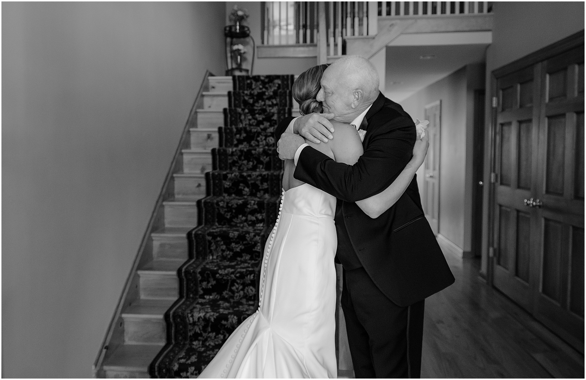 Bride’s first look with her father before her Westmount Country Club wedding, capturing a heartfelt and emotional moment.