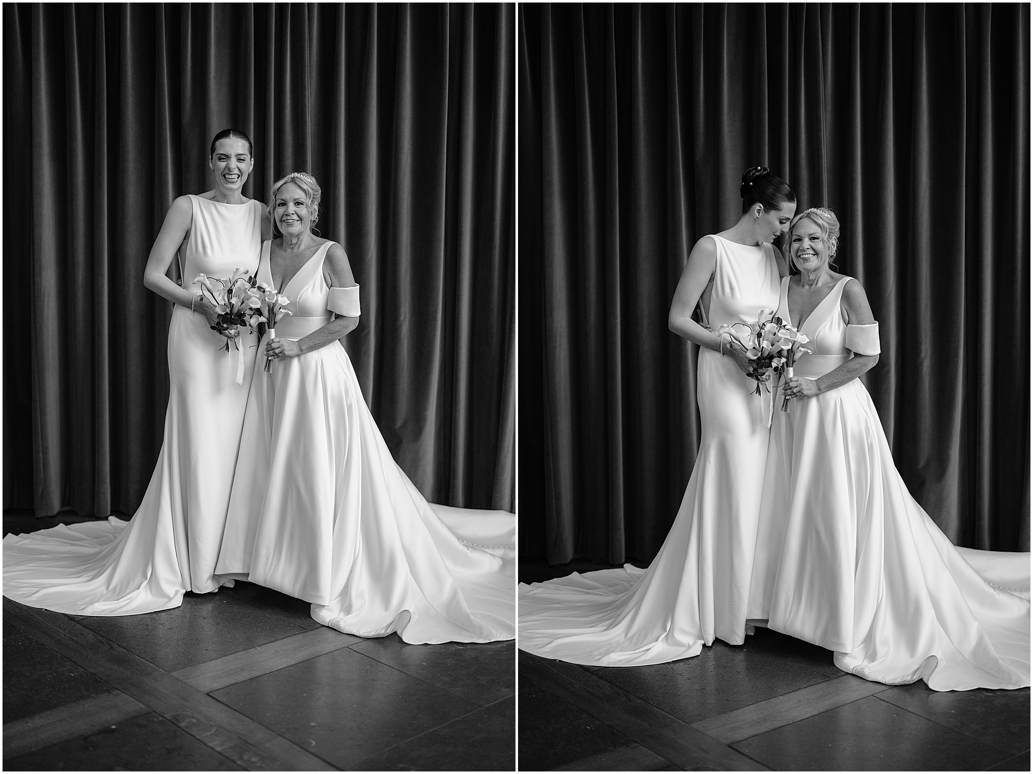 Brides before their winter wedding at Crossed Keys Estate.