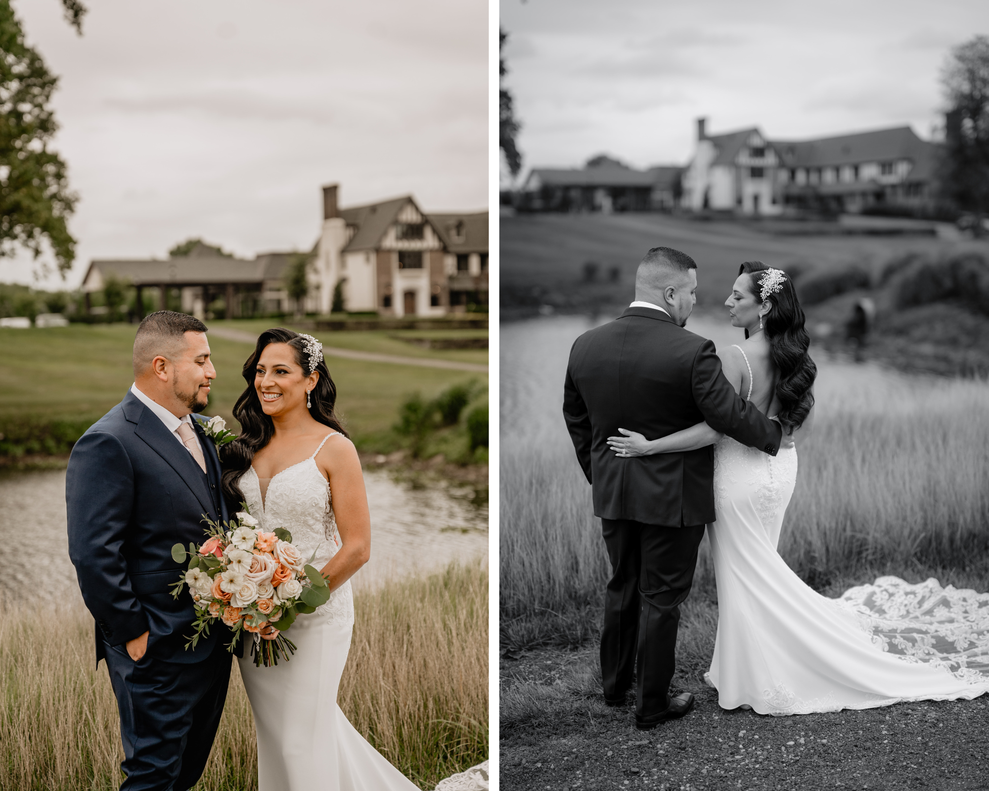 Couple by the lake at one of the weddings at The Tilling House.