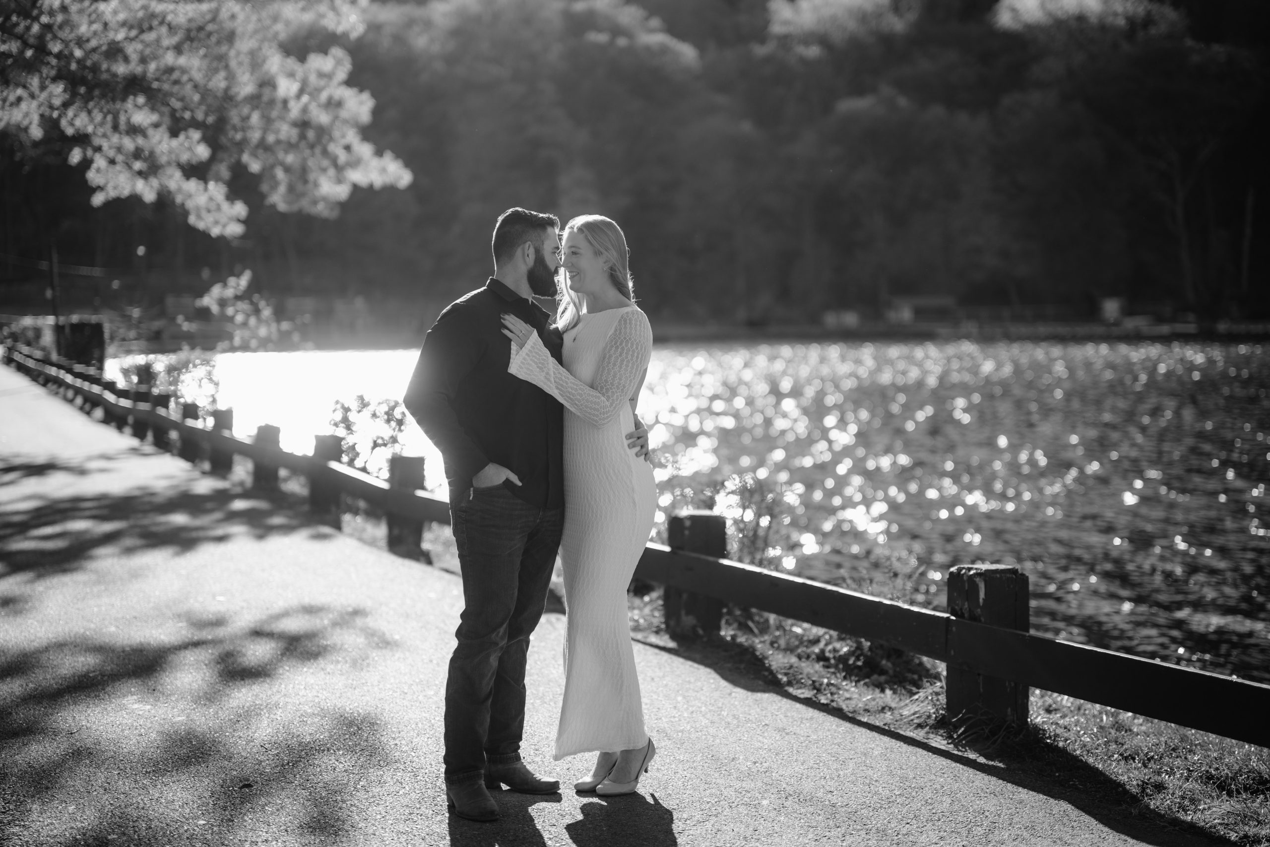 couple by the lake Engagement Session at Bear Mountain