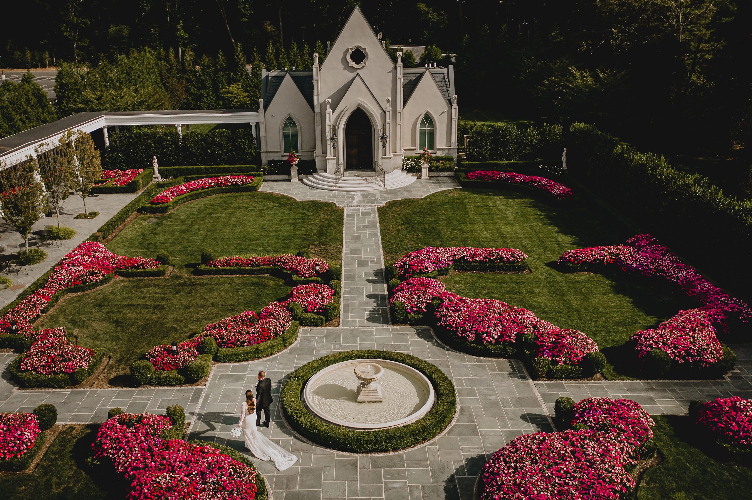 Aerial view of the church at Weddings at Park Chateau.