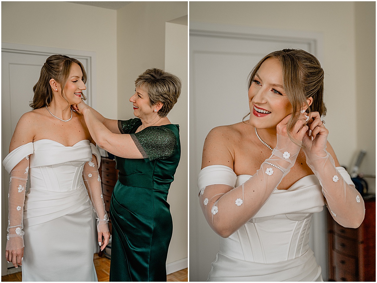 Bride getting ready for their Crossed Keys Estate winter wedding.