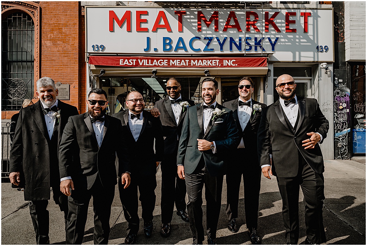 Groom with his groomsmen before their Crossed Keys Estate winter wedding.
