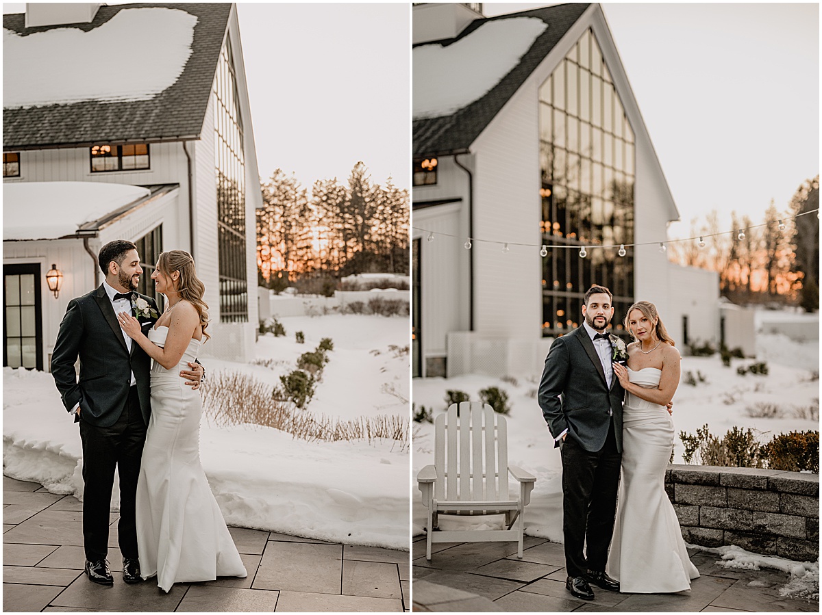 Couple during their Crossed Keys Estate winter wedding.