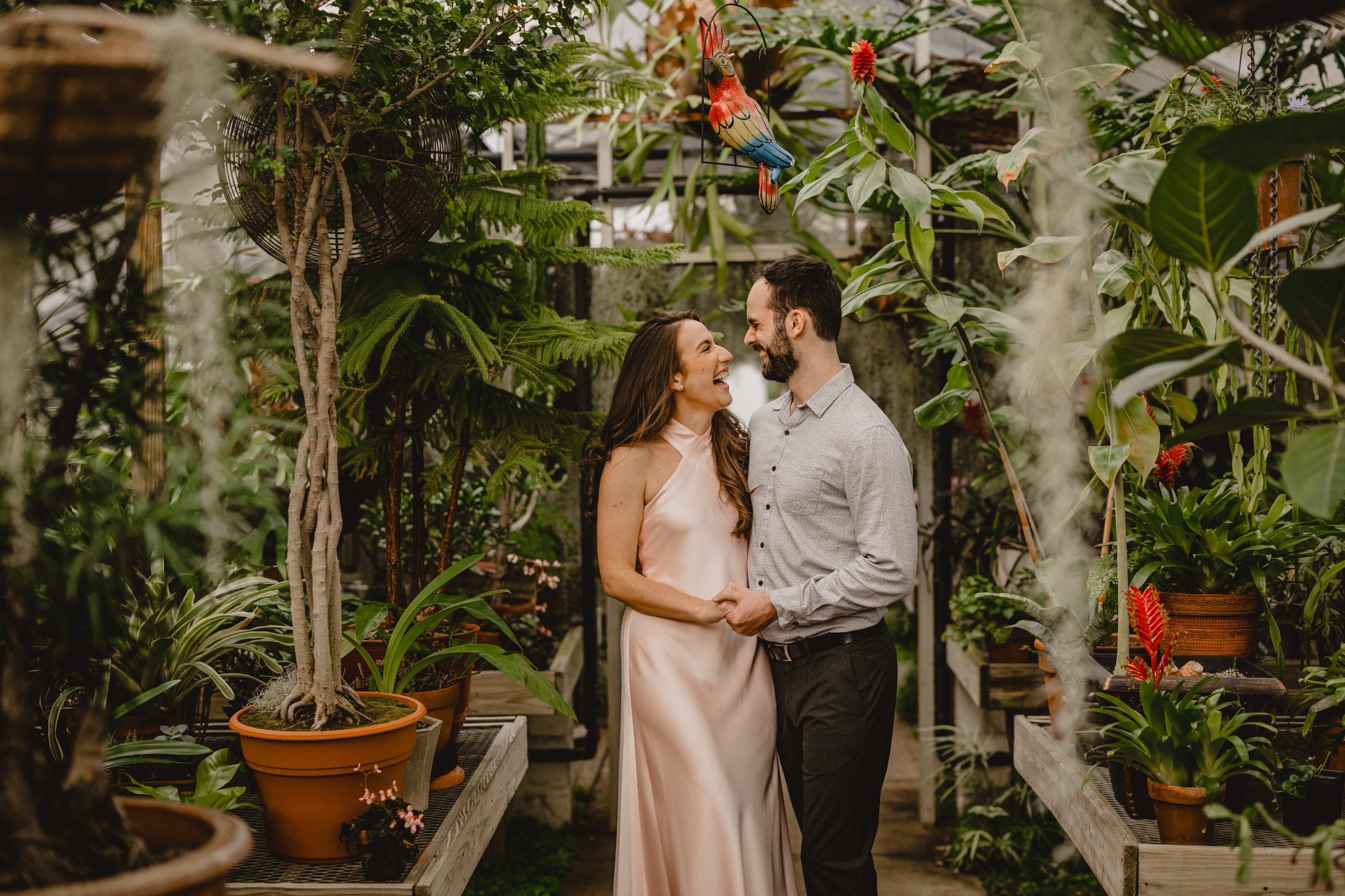 Couple in the garden during their Deep Cut Gardens and Sandy Hook engagement session.