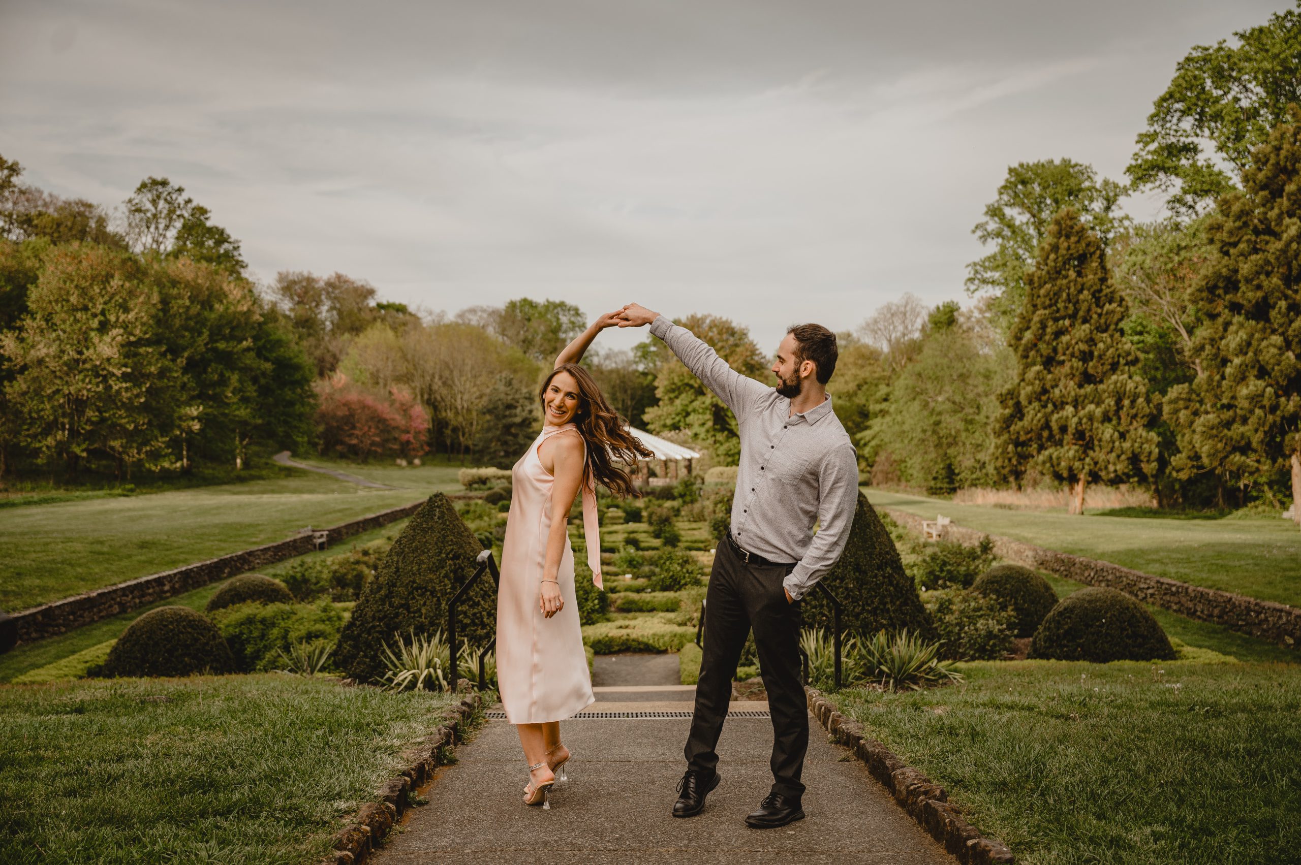 Couple in their Deep Cut Gardens and Sandy Hook engagement session.