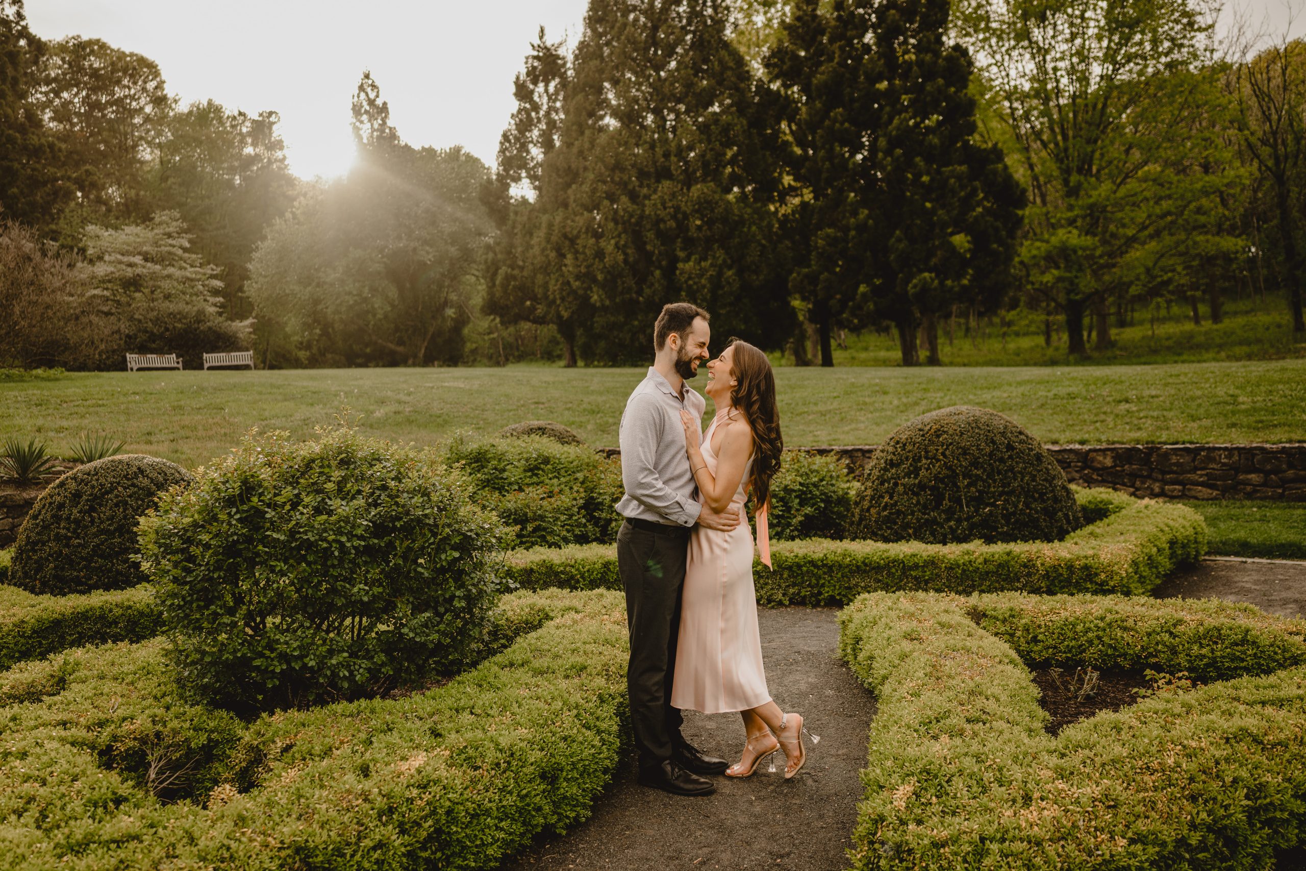Couple in their Deep Cut Gardens and Sandy Hook engagement session.