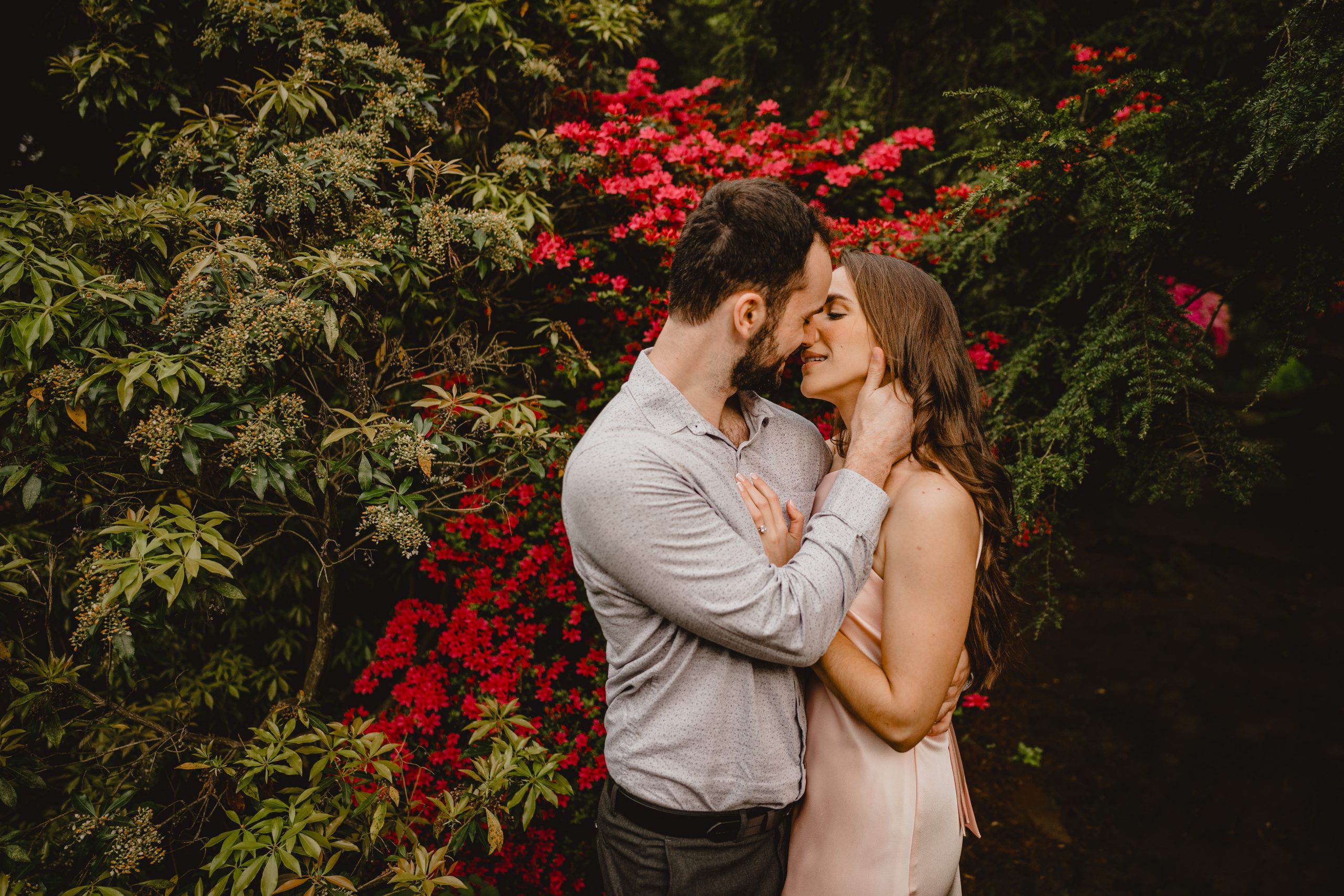 Couple in their Deep Cut Gardens and Sandy Hook engagement session.