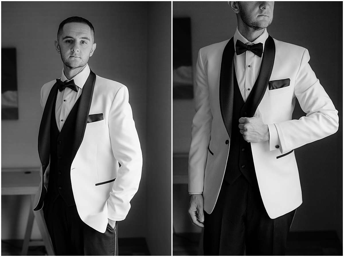 Groom's portraits before his winter Hamilton Manor wedding.