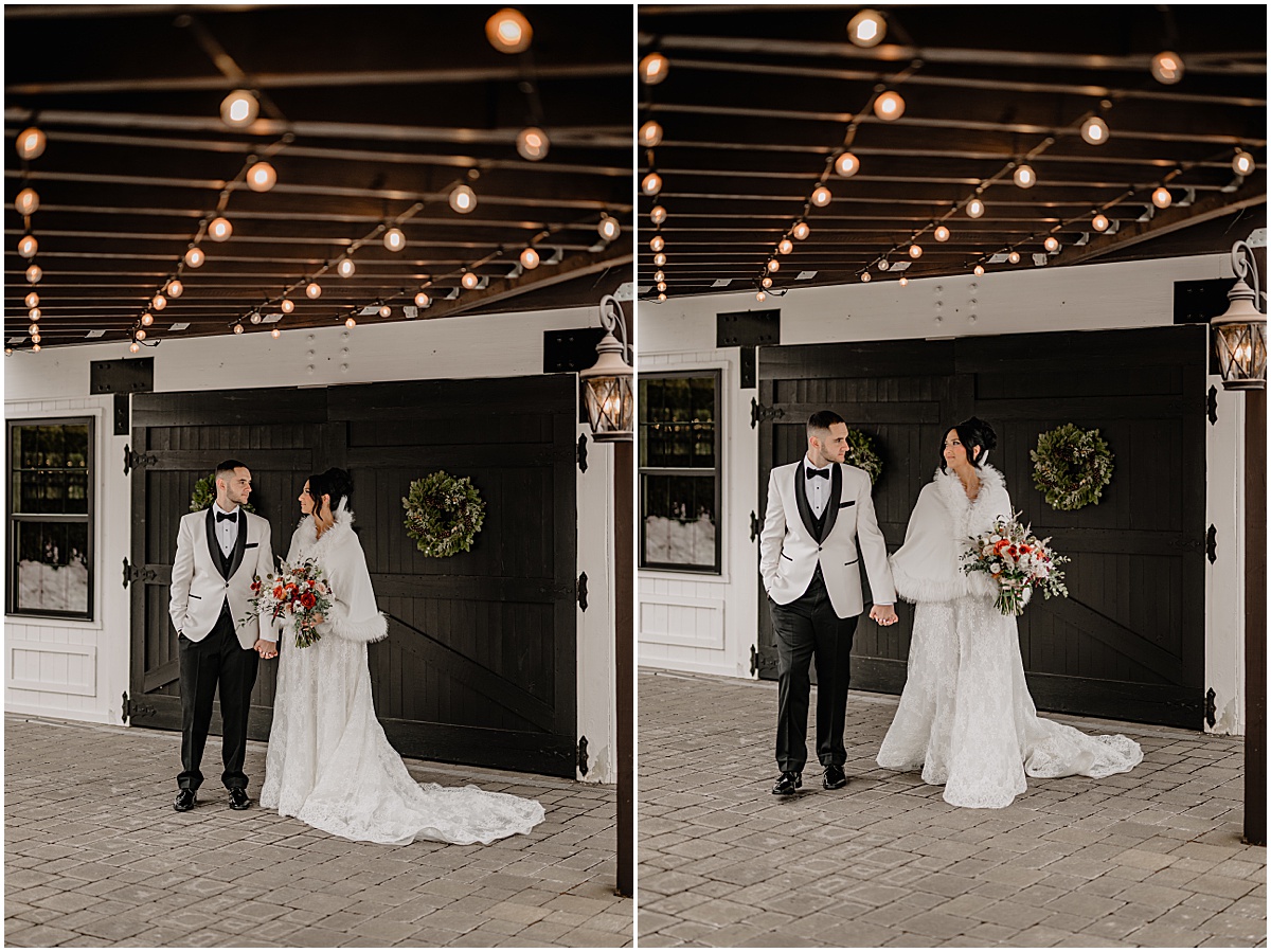 Couple during their winter Hamilton Manor wedding.