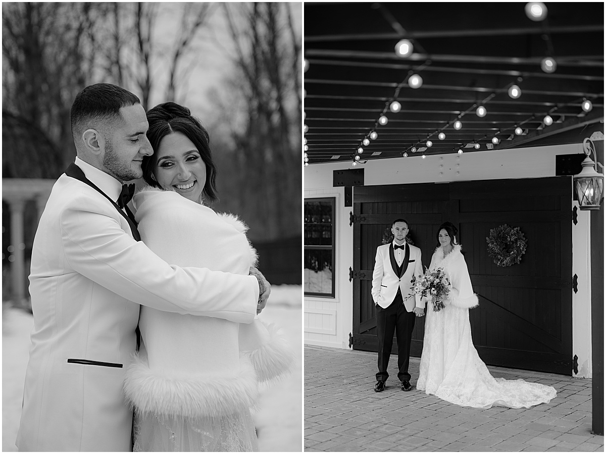 Couple during their winter Hamilton Manor wedding.
