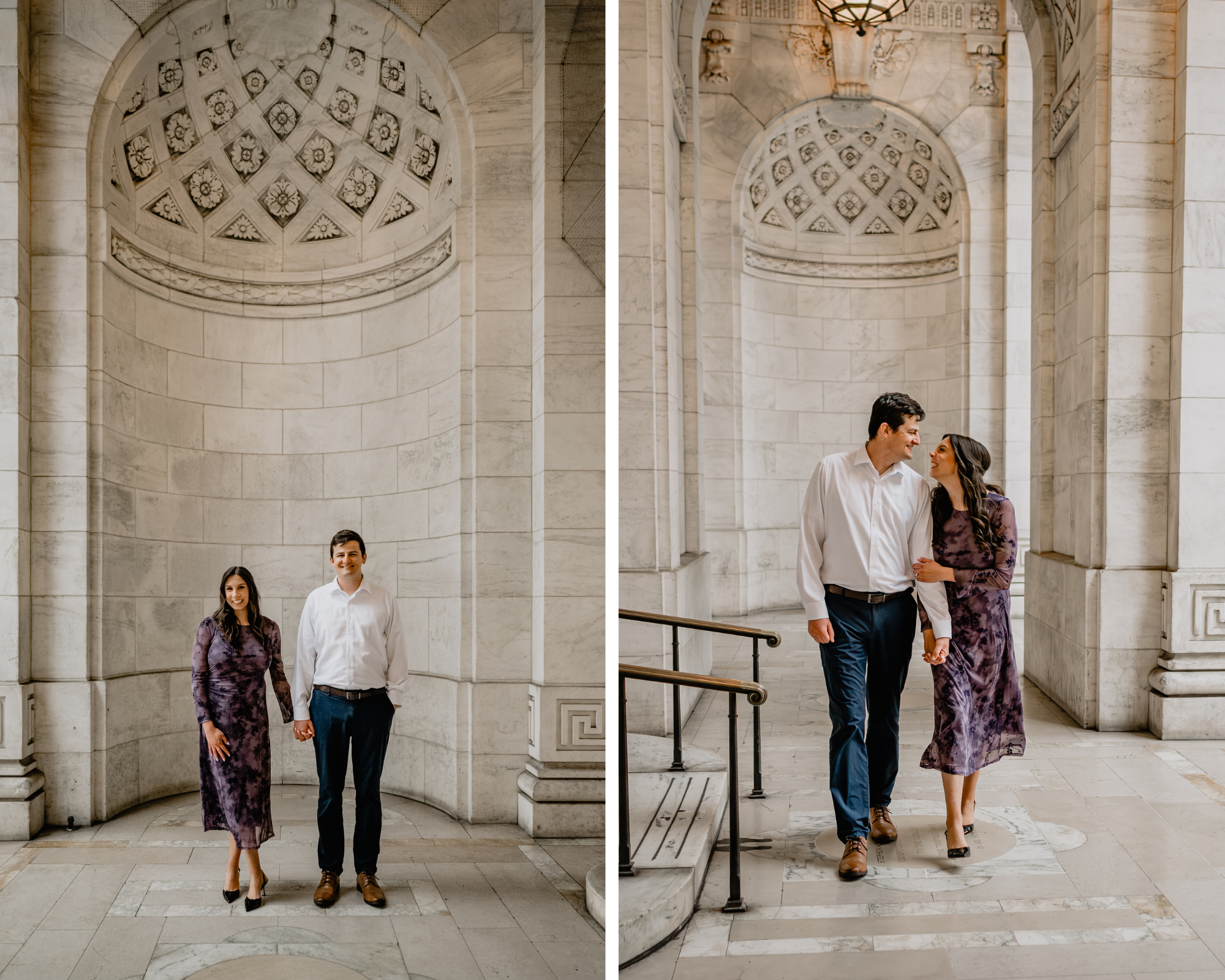 Couple at their Engagement Session at New York Public Library.