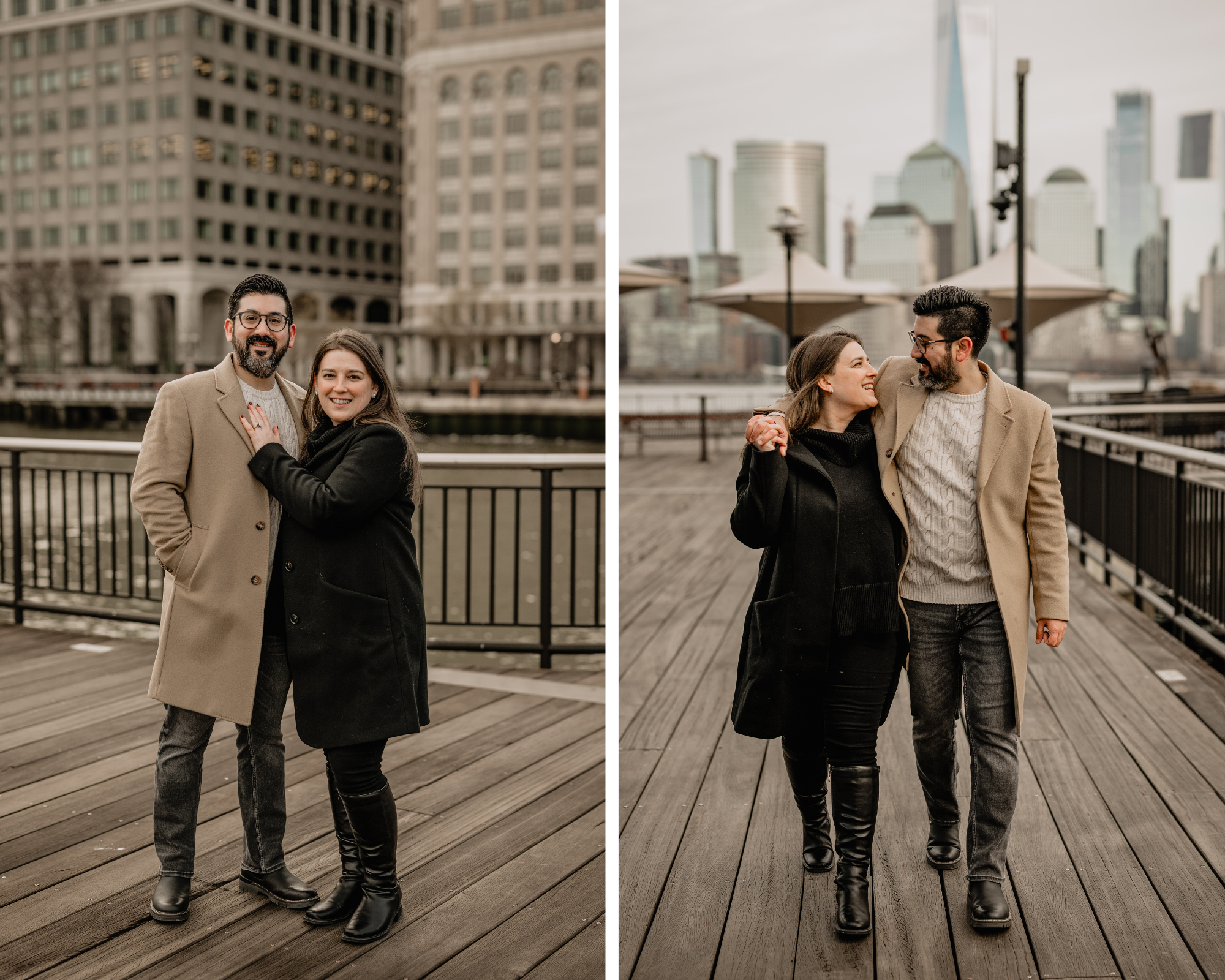 couple at their Jersey City rooftop engagement session